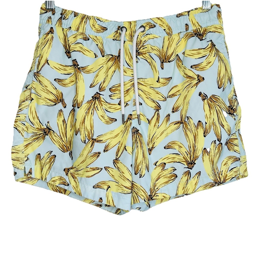 Abercrombie & Fitch Bananas Swim Trunks Medium Tropical Drawstring Lined Stretch